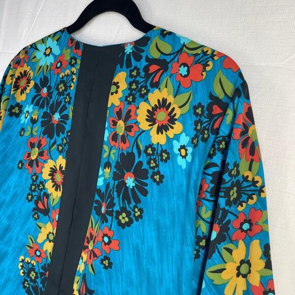 VINTAGE Bob Mackie Kimono Robe Size 1x Duster Glam Floral Artsy Flowy Ecclectic - Picture 8 of 11